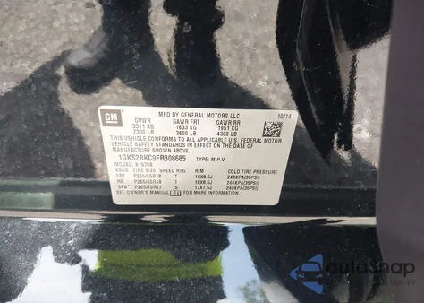 2015 GMC Yukon Slt z USA, uszkodzony, nr VIN 1GKS2BKC9FR308685